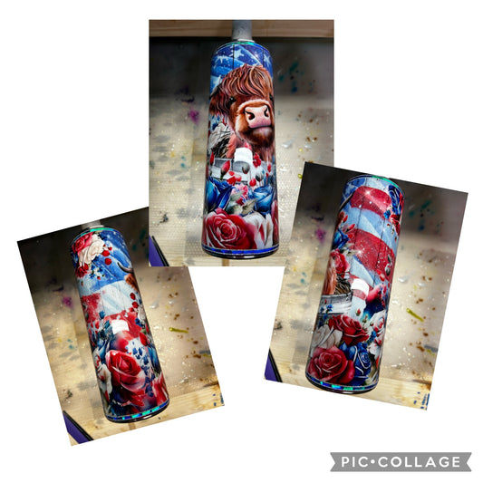 20oz American flag cow
